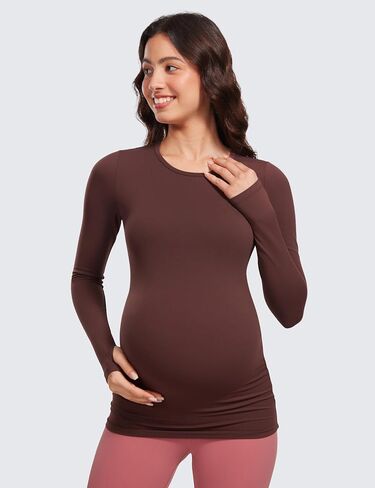 CRZ YOGA Womens Butterluxe Long Sleeve Maternity Tops Crewneck Pregnancy Basic Shirts Soft Athletic Yoga Casual Tee Blouses in Saudi Arabia