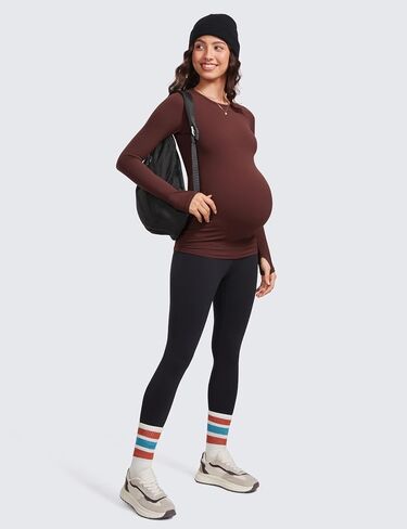 CRZ YOGA Womens Butterluxe Long Sleeve Maternity Tops Crewneck Pregnancy Basic Shirts Soft Athletic Yoga Casual Tee Blouses in Saudi Arabia