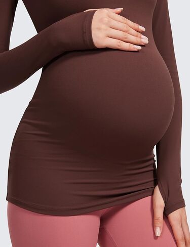 CRZ YOGA Womens Butterluxe Long Sleeve Maternity Tops Crewneck Pregnancy Basic Shirts Soft Athletic Yoga Casual Tee Blouses in Saudi Arabia