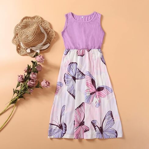 Mommy and Me Family Outfits, Stripe Stitching Dress,Summer Matching Maxi Dress with Pocket for Mother's Day in Kuwait