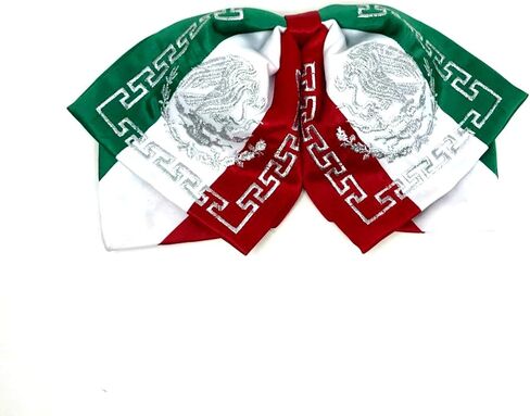 Mexican Charro Bow Tie Green White and Red elastic band detailing necktie mexican charro mono de gala in Saudi Arabia