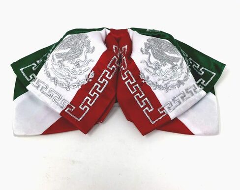 Mexican Charro Bow Tie Green White and Red elastic band detailing necktie mexican charro mono de gala in Saudi Arabia