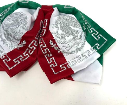 Mexican Charro Bow Tie Green White and Red elastic band detailing necktie mexican charro mono de gala in Saudi Arabia