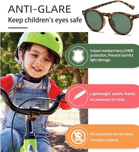 Gleyemor Kids Polarized Cute Round Sunglasses for Kids Girls Boys Age 3-8 in Saudi Arabia