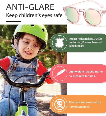 Gleyemor Kids Polarized Cute Round Sunglasses for Kids Girls Boys Age 3-8 in Saudi Arabia