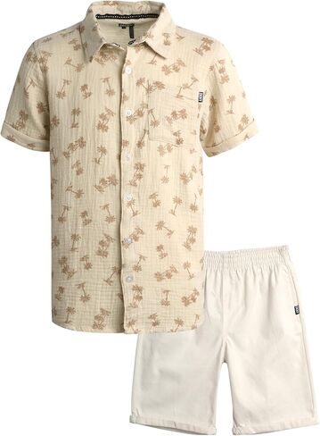 DKNY Boys' Shorts Set - 2 Piece Short Sleeve Button Down Shirt and Shorts - Casual Summer Outfit for Boys (8-12) in Saudi Arabia