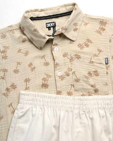 DKNY Boys' Shorts Set - 2 Piece Short Sleeve Button Down Shirt and Shorts - Casual Summer Outfit for Boys (8-12) in Saudi Arabia