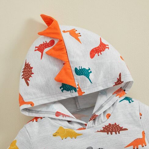 Suealasg Boys shorts set dinosaur print top hooded short sleeve t-shirt toddler Elastic Waist Shorts summer 2Pcs outfits 1-6T in Saudi Arabia