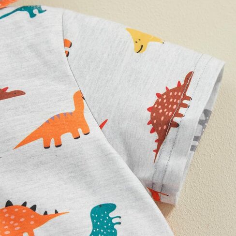 Suealasg Boys shorts set dinosaur print top hooded short sleeve t-shirt toddler Elastic Waist Shorts summer 2Pcs outfits 1-6T in Saudi Arabia