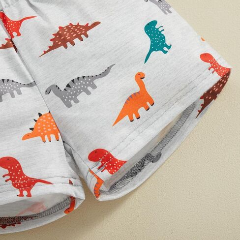 Suealasg Boys shorts set dinosaur print top hooded short sleeve t-shirt toddler Elastic Waist Shorts summer 2Pcs outfits 1-6T in Saudi Arabia