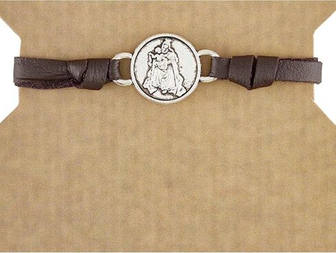 Black Faux Leather Our Lady of Mt. Carmel Scapular Bracelet, Adjustable Religious Devotional Fashion Jewelry, Confirmation Sponsor Gifts for Catholic Men and Women, 7 Inches in Kuwait