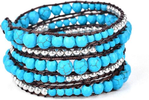 خرزة تركواز + زنك فضي - سوار ملفوف من Spirit Wrist River Boho in Kuwait