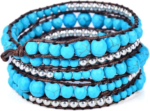 خرزة تركواز + زنك فضي - سوار ملفوف من Spirit Wrist River Boho in Kuwait