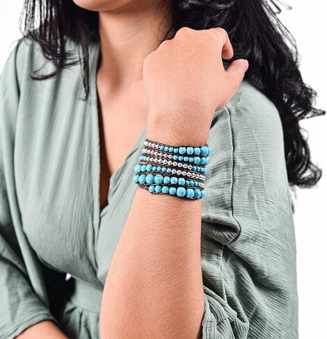 خرزة تركواز + زنك فضي - سوار ملفوف من Spirit Wrist River Boho in Kuwait