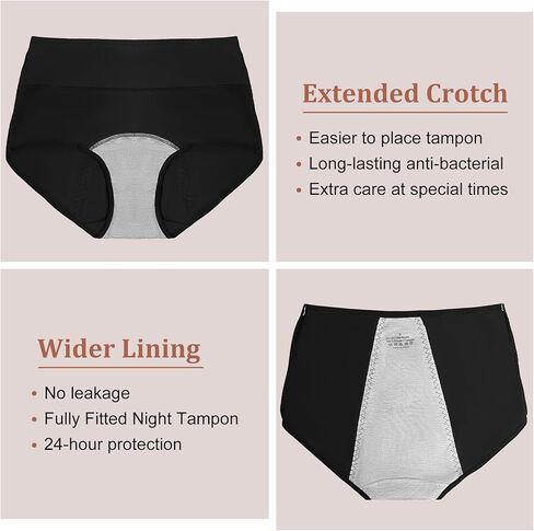 ETAOLINE Women's Period Panties Menstrual Underwear Postpartum Hipster Leakproof Briefs 5-pack in Kuwait