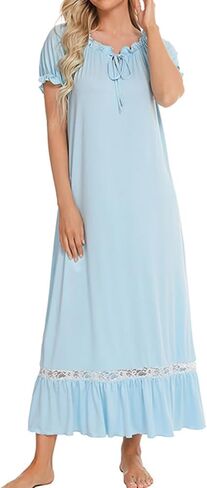 ثوب نوم نسائي Vidifid بأكمام طويلة، ملابس نوم على طراز الأميرة الفيكتورية، فستان نوم طويل طويل in Kuwait