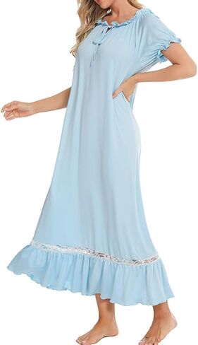 ثوب نوم نسائي Vidifid بأكمام طويلة، ملابس نوم على طراز الأميرة الفيكتورية، فستان نوم طويل طويل in Kuwait