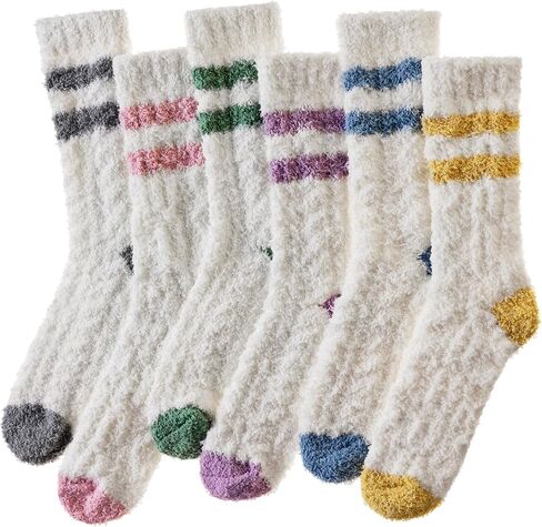 Velice Womens Fuzzy Socks Soft Cozy Fluffy Slipper Winter Socks Warm Plush Sleeping Christmas Socks 6 Pairs in Saudi Arabia