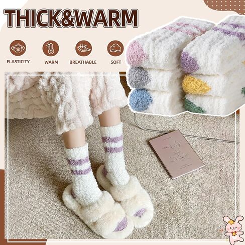 Velice Womens Fuzzy Socks Soft Cozy Fluffy Slipper Winter Socks Warm Plush Sleeping Christmas Socks 6 Pairs in Saudi Arabia