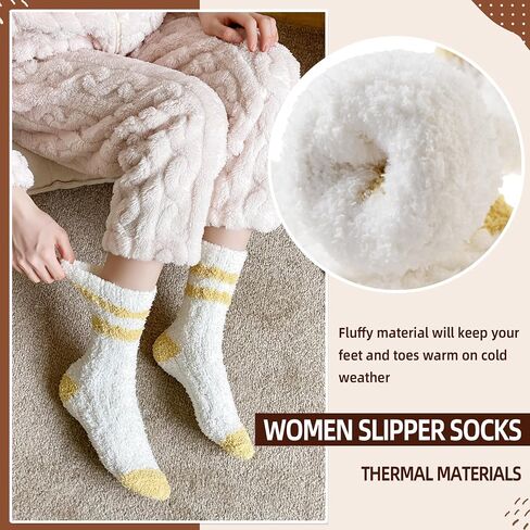 Velice Womens Fuzzy Socks Soft Cozy Fluffy Slipper Winter Socks Warm Plush Sleeping Christmas Socks 6 Pairs in Saudi Arabia
