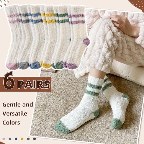 Velice Womens Fuzzy Socks Soft Cozy Fluffy Slipper Winter Socks Warm Plush Sleeping Christmas Socks 6 Pairs in Saudi Arabia