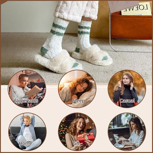 Velice Womens Fuzzy Socks Soft Cozy Fluffy Slipper Winter Socks Warm Plush Sleeping Christmas Socks 6 Pairs in Saudi Arabia