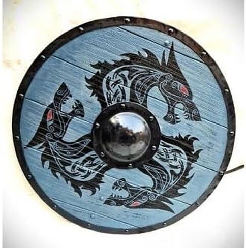 Handcrafted Medieval Round Viking Shield Dragon Design Authentic Norse Knight Battleworn Shield Wood & Iron Shield for Roleplay & Cosplay in Saudi Arabia