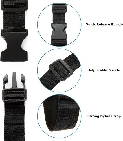 FVIEXE 10PCS 1 Inch by 6.2 Feet Utility Strap with Quick-Release Buckle, Adjustable Nylon Straps Camping Luggage Backpack Bike Packing Strap for Outdoor Sports, Compression, Bundling, Black in Saudi Arabia