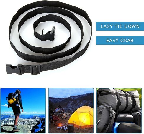 FVIEXE 10PCS 1 Inch by 6.2 Feet Utility Strap with Quick-Release Buckle, Adjustable Nylon Straps Camping Luggage Backpack Bike Packing Strap for Outdoor Sports, Compression, Bundling, Black in Saudi Arabia