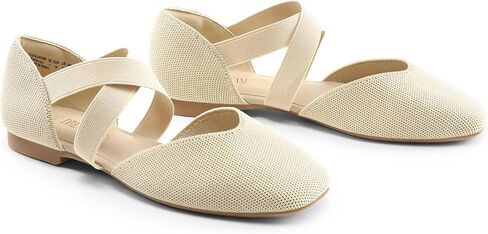 DREAM PAIRS Women's Spuare Toe Ankle Strap Ballet Flats, Breathable High Stretch Knitted Fabric - Stylish Comfortable Casual Dressy Daily Work Office Shoes in Saudi Arabia