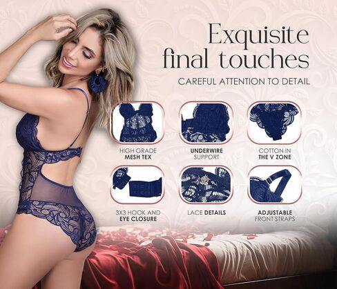 One Piece Lace Bodysuit, Sexy Teddy Lingerie, Beautiful and Sophisticated Body in Kuwait