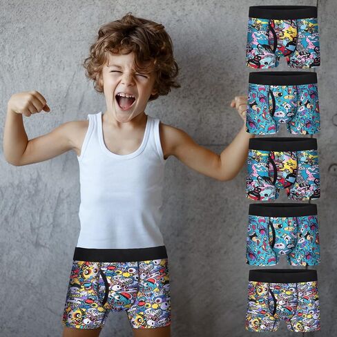 Boys Boxer Briefs Cotton Big Boys Underwear Breathable Soft Boxers Briefs with Fly 5 Pack(SIZE:6-8) in Saudi Arabia