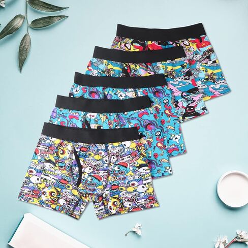 Boys Boxer Briefs Cotton Big Boys Underwear Breathable Soft Boxers Briefs with Fly 5 Pack(SIZE:6-8) in Saudi Arabia