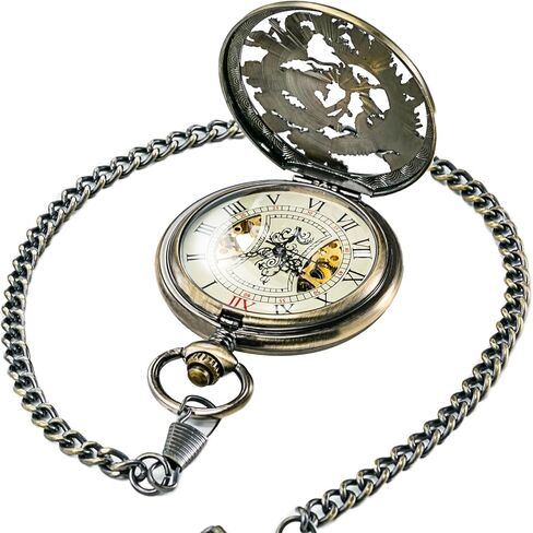 تريويتو ساعة جيب هيكل عظمي ميكانيكي برونز لاكي دراجون + صندوق هدايا in Kuwait