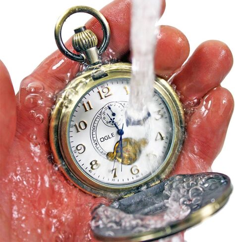 ساعة جيب ميكانيكية أوتوماتيكية مقاومة للماء من OGLE باللون البرونزي فينيكس باللون الأسود ومراحل توربيون القمر وسلسلة فوب in Kuwait