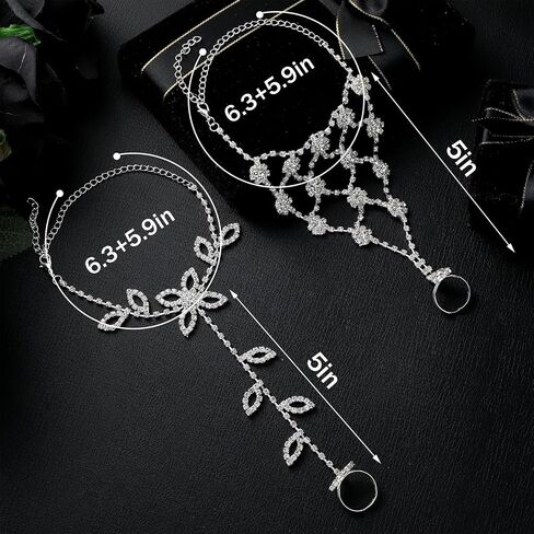 Yinkin 12 Pcs Foot Jewelry Barefoot Sandals for Women Bride Bridesmaid Beach Wedding Rhinestones Ankle Chain Silver Bohemian Foot Chain for Beach Wedding Valentine's Day in Saudi Arabia