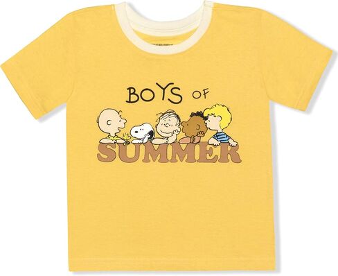 طقم تي شيرت وقميص بدون أكمام وسروال قصير للأولاد من Peanuts Snoopy للأولاد - أصفر/أزرق in Saudi Arabia