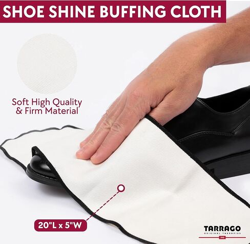 Tarrago Shoe Shine Kit - Shoe Cream (Black and Neutral), Large Horsehair Brush (Black and White), and Shine Cloth - Complete Shoe Polish Kit in Kuwait