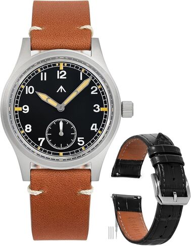 سوار ساعة Militado D12 مصنوع من جلد كريستال الياقوت مقبب، مع حزام ساعة من النايلون 20 ملم، ساعات عسكرية على الطراز العسكري in Kuwait