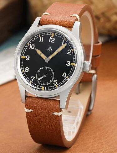 سوار ساعة Militado D12 مصنوع من جلد كريستال الياقوت مقبب، مع حزام ساعة من النايلون 20 ملم، ساعات عسكرية على الطراز العسكري in Kuwait