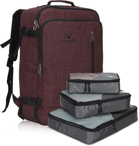 حقيبة ظهر Hynes Eagle Carry on 38L كبيرة للسفر للنساء معتمدة من الطيران لعطلة نهاية الأسبوع حقيبة ظهر للكمبيوتر المحمول للرجال 15 بوصة بنية مع 3 قطع مكعبات تعبئة باللون الرمادي in Kuwait