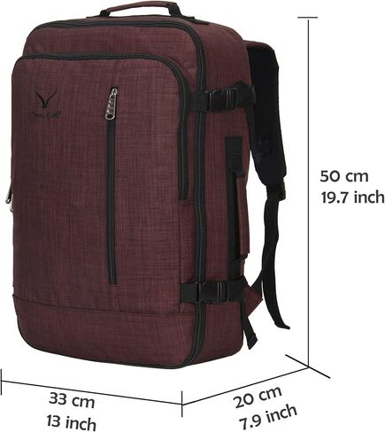 حقيبة ظهر Hynes Eagle Carry on 38L كبيرة للسفر للنساء معتمدة من الطيران لعطلة نهاية الأسبوع حقيبة ظهر للكمبيوتر المحمول للرجال 15 بوصة بنية مع 3 قطع مكعبات تعبئة باللون الرمادي in Kuwait