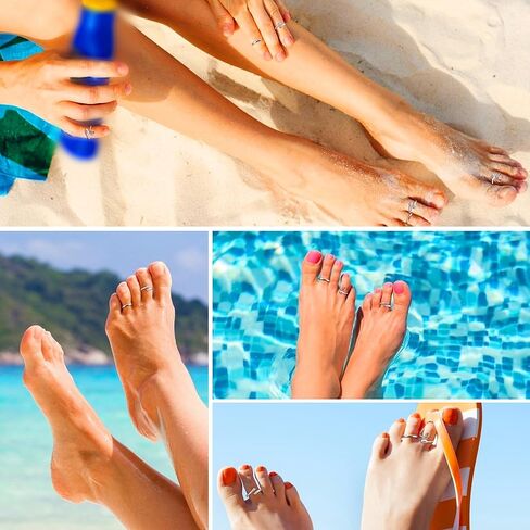 جريوي 3 قطع من خواتم اصبع القدم من الفضة الاسترلينية عيار 925 للنساء بتصميم عقدة سلتيك مفتوحة عند الاصابع مناسبة للشاطئ وحجر القمر, فضة استرلينية, حجر القمر in Kuwait