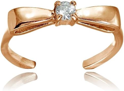 Hoops & Loops Sterling Silver Cubic Zirconia Bow Tie Toe Ring in Saudi Arabia