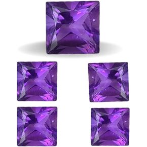 6 Pcs Natural Amethyst Mined Deep Colour Top Quality Princess Square
