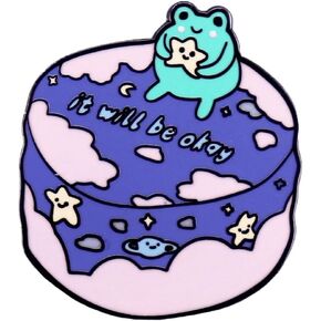 Inspiring Quotes Cake Enamel Brooch Pin It Will Be Okay Brooch Cartoon Frog Stars Fun Enamel Pin Cake Pattern Brooch Encouraging Words Brooch Metal Animal Food Lapel Pin for Clothing Backpack Decor Accessories Boys Girls Gift in Kuwait