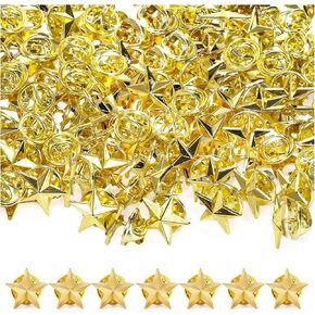 Cedilis 100 Pack Gold Star Lapel Pins Military Start Badges Pins for Memorial Day Veterans Day 4th of July Independence Day Celebration Labor Day Theme Party Costume Decorations
