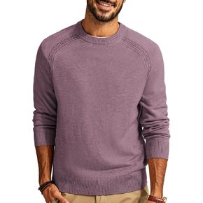 PJ PAUL JONES Men's Crewneck Sweaters Wool Blend Stretch Raglan Sleeve Knit Pullover Sweater Slim Fit Sweatshirt