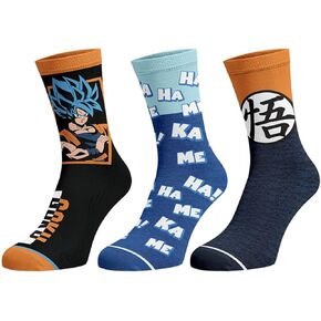 Bioworld Dragon Ball Z The Movie Men's Super Broly 3-Pack Mid-Calf Adult Crew Socks Shoe Size 8-12
