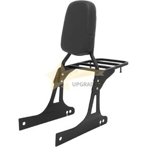 Backrest Sissy Bar + Luggage Rack Compatible with/Replacement for Harley Dyna Fat Bob Street Bob Super Glide Custom Low Rider FXDC FXDL black
